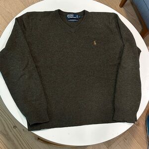 Polo by Ralph Lauren Men's Olive V-Neck Sweater